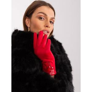 Fashionhunters Červené rukavice s vložkami z ekokůže Velikost: L/XL