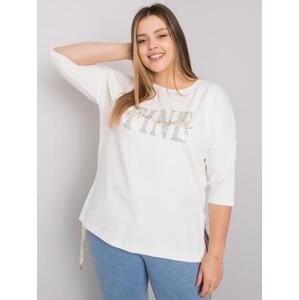 Fashionhunters Ecru halenka plus size s kamínky Elena Velikost: JEDNA VELIKOST