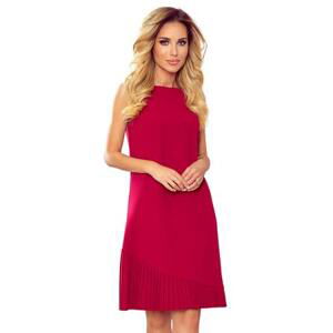 Numoco Trapézové šaty s asymetrickým řasením KARINE - červené Velikost: L, Červená