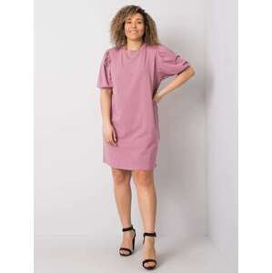 Fashionhunters Prachově růžové šaty větší velikosti z bavlny, velikost: 3XL, XXXL
