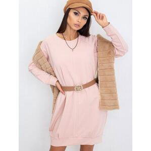 Fashionhunters Prašně růžové šaty Cristine Velikost: L / XL