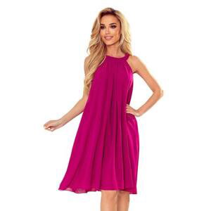 Numoco Šifonové šaty se zavazováním ALIZEE - fuchsiové růžové Velikost: XL, Růžová