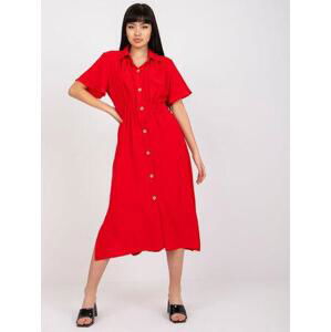 Fashionhunters Červené midi šaty RUE PARIS. Velikost: L/XL