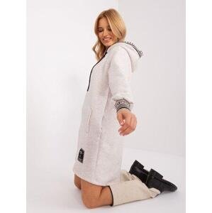 Fashionhunters Světle béžové melanžové mikinové šaty s kapucí Velikost: L/XL
