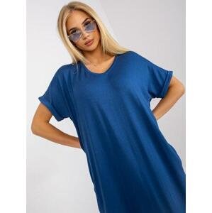 Fashionhunters Tmavě modré oversize bavlněné šaty OCH BELLA Velikost: M