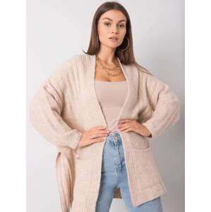 Fashionhunters Britney RUE PARIS Beige Cardigan Velikost: L.