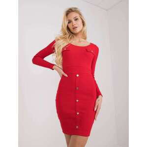 Fashionhunters Barletta červené vypasované pruhované šaty RUE PARIS Velikost: S
