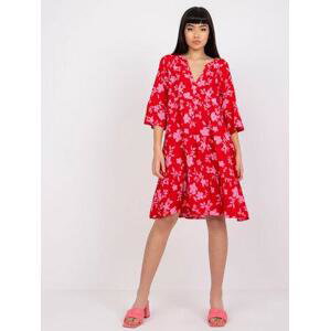 Fashionhunters Červené květované šaty Pola SUBLEVEL Velikost: S