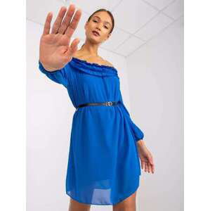 Fashionhunters Tmavě modré šaty s odhalenými rameny Velikost Ameline: ONE SIZE, JEDNA