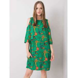 Fashionhunters RUE PARIS Zelené šaty s S / M vzory
