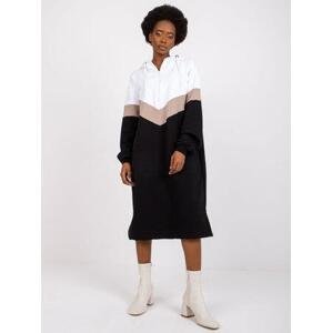 Fashionhunters Černobílé mikinové šaty s kapucí Irem RUE PARIS Velikost: S/M