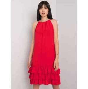 Fashionhunters RUE PARIS Červené šaty se stuhami S/M