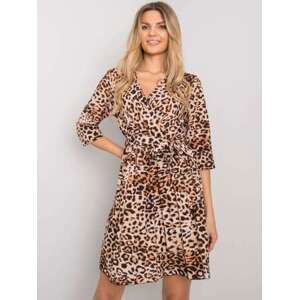 Fashionhunters Béžové a černé šaty s leopardím vzorem Abhiri velikost: JEDNA VELIKOST
