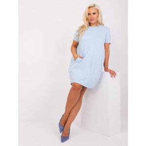 Fashionhunters Světle modré nadrozměrné bavlněné šaty.Velikost: JEDNA VELIKOST