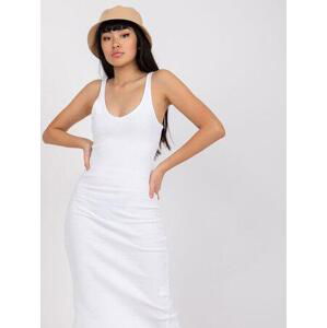 Fashionhunters Bílé vypasované šaty San Diego RUE PARIS Velikost: L.