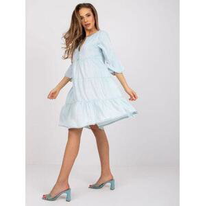 Fashionhunters Světle modré šaty nad kolena SUBLEVEL velikost: S