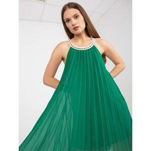 Fashionhunters Tmavě zelené vzdušné šaty jedné velikosti v mini délce Velikost: ONE SIZE, JEDNA, VELIKOST