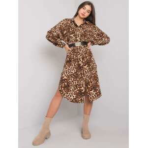 Fashionhunters Béžové šaty s leopardím vzorem Tida OCH BELLA velikost: ONE SIZE, JEDNA, VELIKOST