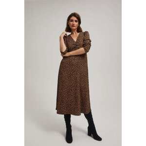 MOODO Midi šaty s leopardím vzorem Velikost: XS, hnědý