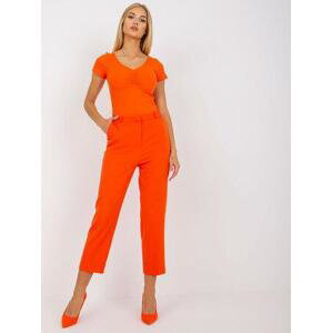 Fashionhunters Oranžové elegantní cigarillos RUE PARIS kalhoty Velikost: 38