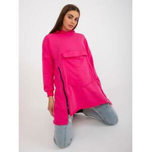 Fashionhunters Fluo růžová bavlněná základní mikina s kapucí Velikost: JEDNA VELIKOST
