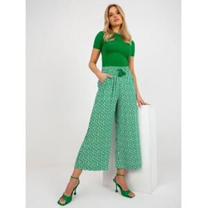 Fashionhunters SUBLEVEL vzorované zelené látkové palazzo kalhoty Velikost: M