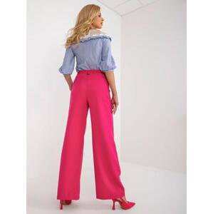 Fashionhunters Tmavě růžové široké kalhoty Swede Velikost: S