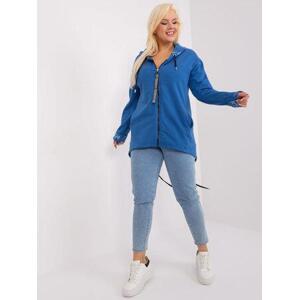 Fashionhunters Tmavě modrá mikina plus size s kapucí Velikost: ONE SIZE, JEDNA, VELIKOST