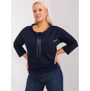 Fashionhunters Námořnická modrá mikina plus size s kapsou Pasadena Velikost: ONE SIZE, JEDNA, VELIKOST