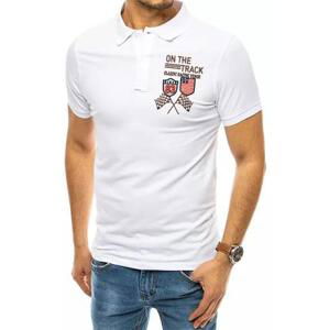 Dstreet Polokošile s bílou výšivkou PX0452 XXL, Bílá,