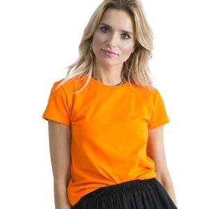 Fashionhunters Fluo oranžové dámské bavlněné tričko Peachy Velikost: S