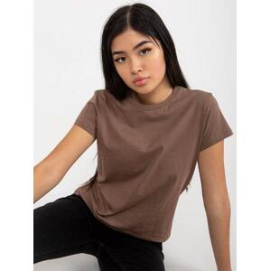 Fashionhunters Peachy Brown tričko Basic Crew Velikost: S