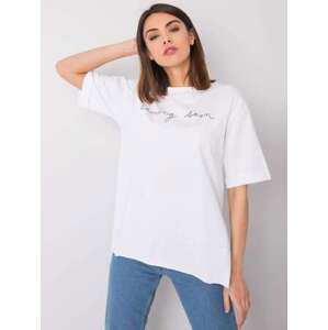 Fashionhunters Bílé tričko s nápisem Riley RUE PARIS Velikost: M