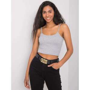 Fashionhunters RUE PARIS Šedá melanžová crop top L