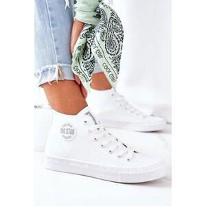 Big Star Shoes Women's Leather High Sneakers Big Star GG274016 White 41, Bílá