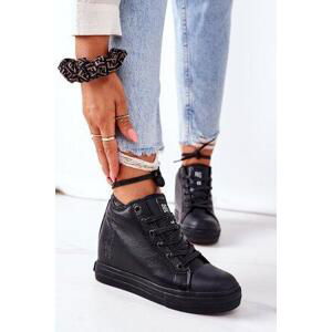 Big Star Shoes Leather Wedge Sneakers Big Star EE274127 Black 39, Černá