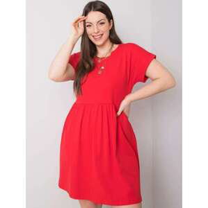 Fashionhunters Červené bavlněné šaty větší velikosti 2XL, XXL