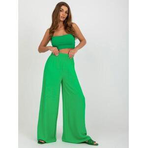 Fashionhunters Zelené látkové kalhoty se širokou nohavicí.Velikost: ONE SIZE, JEDNA, VELIKOST