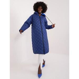 Fashionhunters Námořnická modrá prošívaná bunda s kapucí Velikost: L