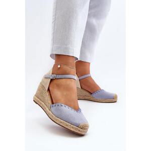 Kesi Semišové Espadrille sandály na klínu s prýmkem Blue Raylin 39, Odstíny, tmavě, modré