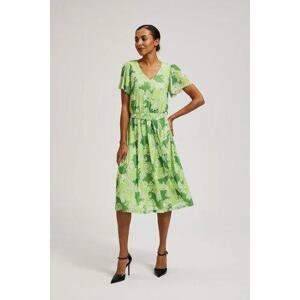 MOODO Dámské vzorované šaty - zelené Velikost: L, Zelená
