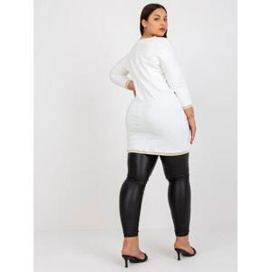 Fashionhunters Bílá bavlněná tunika plus size s výstřihem do V. Velikost: JEDNA VELIKOST