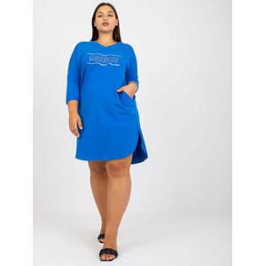 Fashionhunters Modrá bavlněná tunika plus size pro každodenní nošení.Velikost: JEDNA VELIKOST