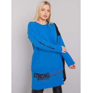 Fashionhunters Tmavě modrá tunika ONE SIZE plus size s dlouhým rukávem, JEDNA, VELIKOST