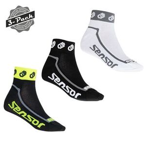 SENSOR PONOŽKY 3-PACK RACE LITE SMALL HANDS černá/bílá/ref.žlutá Velikost: 9/11, 9-11