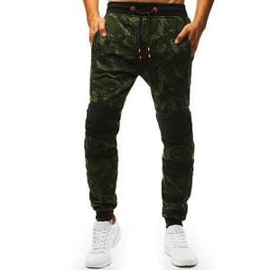 Dstreet Pánské zelené camo tepláky UX3495 L