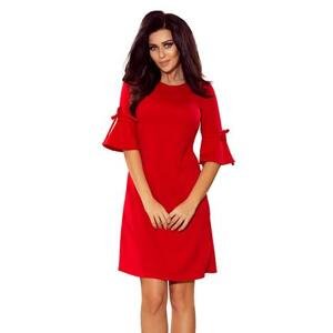 Numoco Trapézové šaty s rozšířenými rukávy NEVA - červené Velikost: XL, Červená