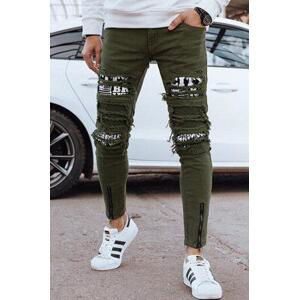 Dstreet Pánské zelené džínové kalhoty UX4334 32/46, Zelená