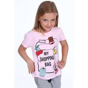 FASARDI Dívčí tričko s nášivkami světle růžové 110