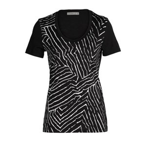 dámské merino triko krátký rukáv ICEBREAKER Wmns Tech Lite II SS Scoop Tessellated PaveMt, Black velikost: XS